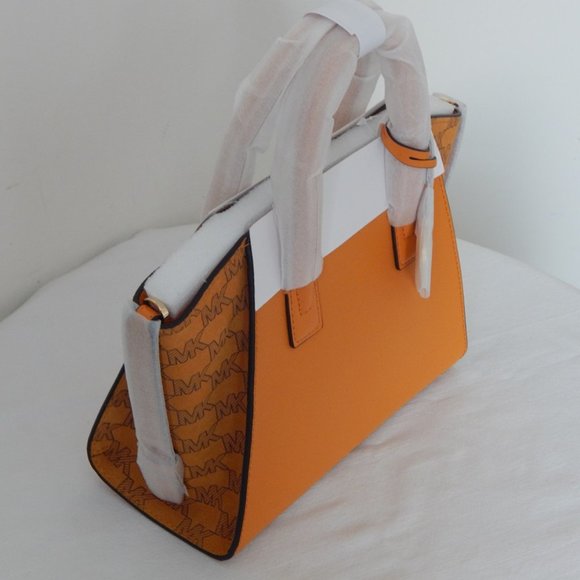 NWT $558 Michael Kors Avril Leather TZ MK Logo Honeycomb Satchel Crossbody Bag - Picture 7 of 8